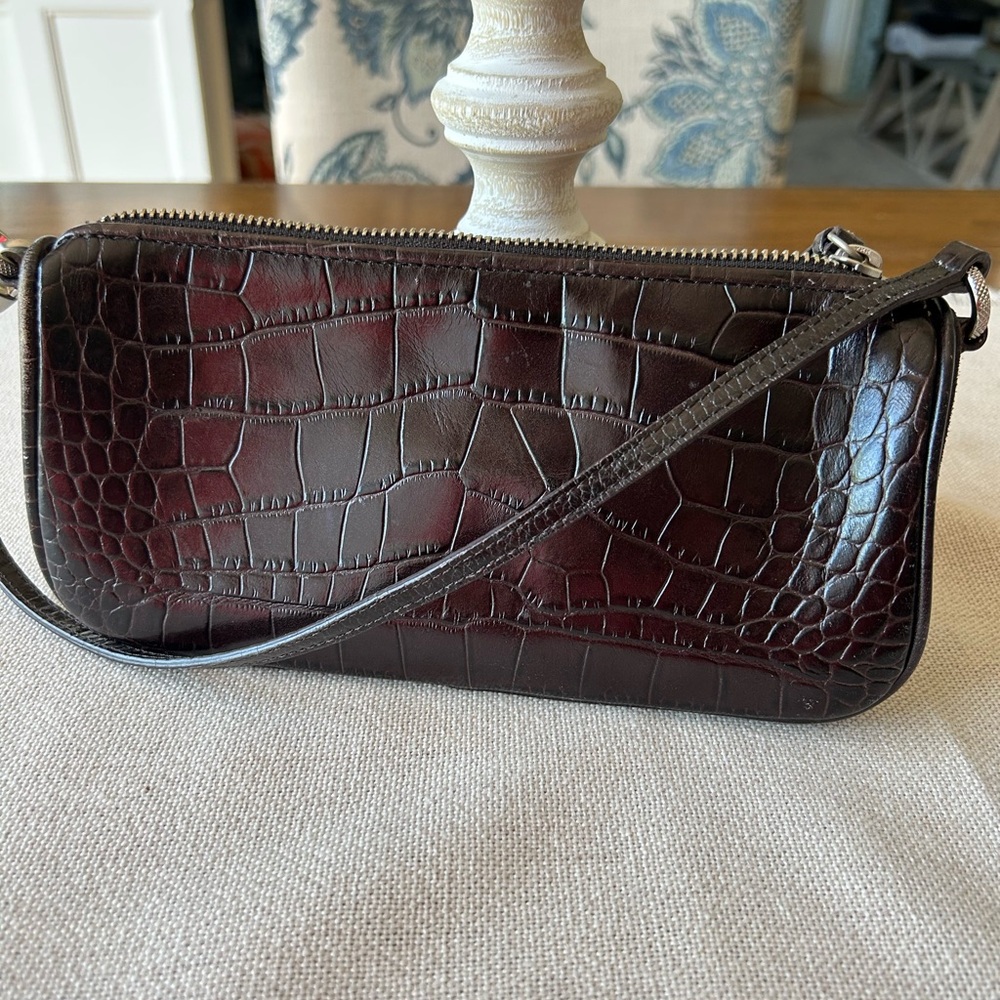 Ann Taylor Croc-Embossed Clutch in Chocolate Brown 🤎